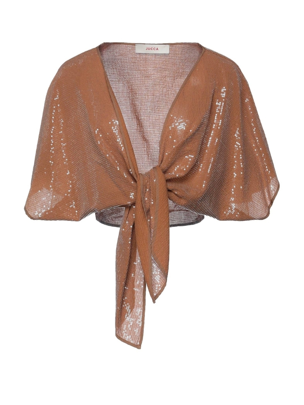 Copper Sequin Tie-Front Shrug Top